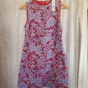 Alice + Olivia Scarlet Shift Dress with Lavender Floral Print